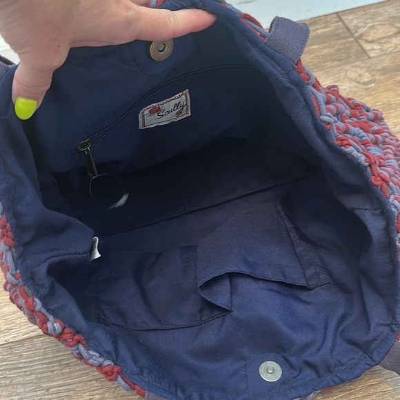 Scully Two-Toned Macrame Handbag blue burgundy - Picture 5 of 5